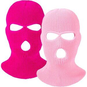 2-Piece 3-Hole Knitted Ski Mask: Full Face Cover for Winter Outdoor Sports